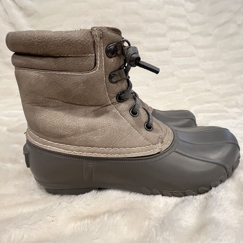 Nautica Dorsay Duck Boots Womens Size 7 Pink Gray Waterproof Rain Snow Boots